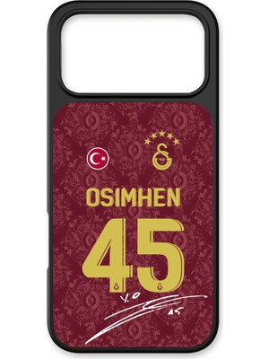 iPhone 17 Pro Max Uyumlu Galatasaray Victor Osimhen 3. Forma Imzalı Cam Lisanslı Telefon Kılıfı