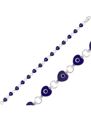 Bazarhane Gümüş Kalp Nazar Bayan Bileklik