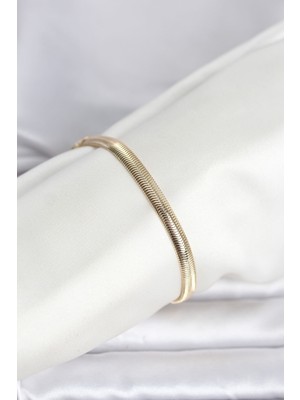 Callerrons Accessories cm 14K Gold Renk Yassı Zincir Yılan Model Kadın Bileklik - EBJ260207W39493