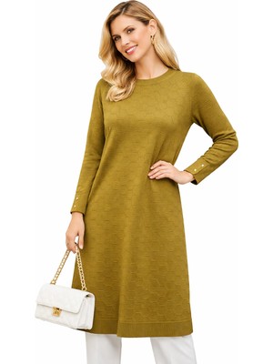 Stilmony Kadın Mevsimlik Petek Desen Uzun Büyük Beden Triko Kazak