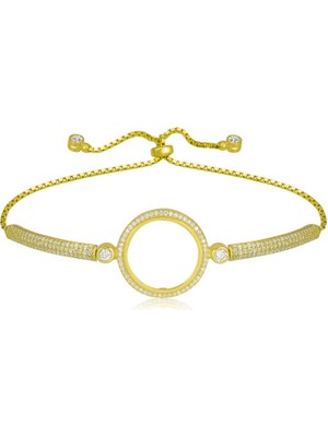 Bazarhane Gümüş Çeyrek Takılabilen Altın Kaplama Kadın Bileklik