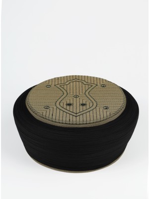 Sarıkhane Namaz Sarığı - Siyah Kumaş - Yeşil Takke - Düz Sarım - Nâli Şerif - 7 Metre