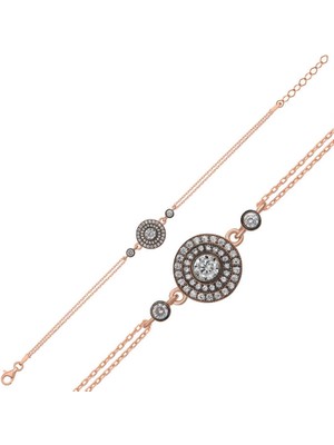 Bazarhane Gümüş Rose Elmas Montür Çiçek Kadın Bileklik