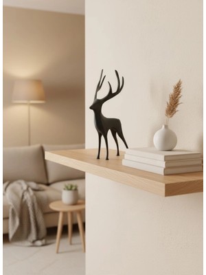 Shoplet Buğz Geyik Figürü Gri Modern Salon ve Raf Dekoru