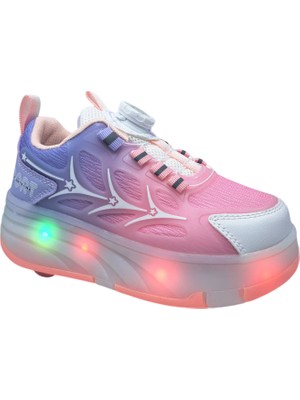 Marco Kids 18-26Y1801 Çocuk Işıklı Paten Ayakkabı – USB Şarjlı LED Spor Pembe