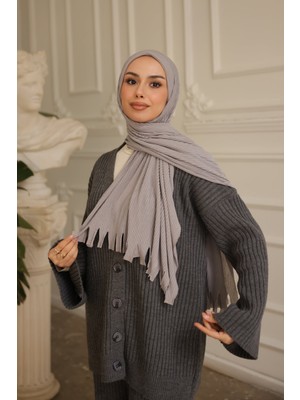 İmaj Butik Gri Helen Önü Süngerli Pratik Piliseli Şal