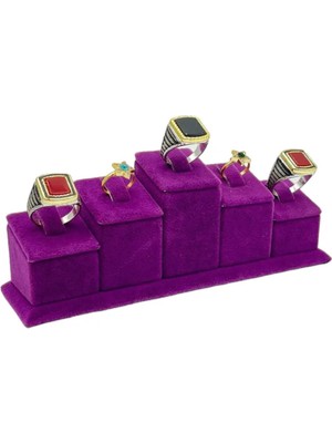 Sezgin Kutu ve Aksesuar 5 Li Grup Yüzük Standı Düz Süet Mor