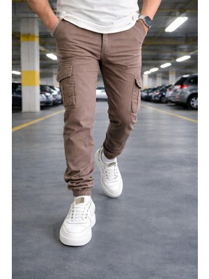 Lorda Giyim Erkek Pantalon Liktalı Kargo Cepli Yuksek Bel Fermuarlı Lastik Paça