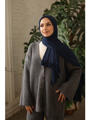 İmaj Butik Lacivert Helen Önü Süngerli Pratik Piliseli Şal