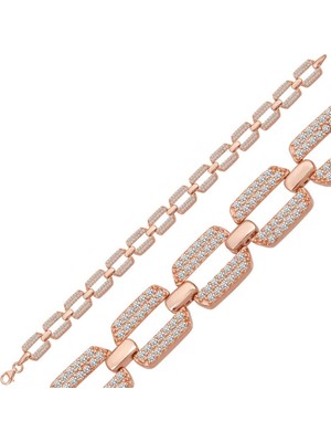 Bazarhane Gümüş Rose Zirkon Taşlı Kadın Bileklik