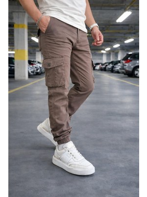 Lorda Giyim Erkek Pantalon Liktalı Kargo Cepli Yuksek Bel Fermuarlı Lastik Paça