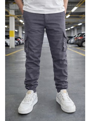 Lorda Giyim Erkek Pantalon Liktalı Kargo Cepli Yuksek Bel Fermuarlı Lastik Paça