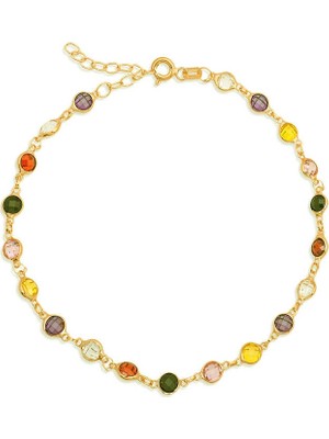 Bazarhane Gümüş Gold Renkli Taşlı Kadın Bileklik