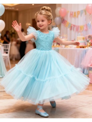 Lunas Tekstil Kabarık Tüllü Prenses Elbise