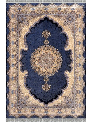 Woolen Halı Wolen Halı Ottoman Yumuşak Viscon Halı 5251 Mavi