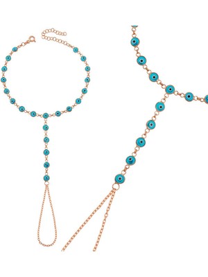 Bazarhane Gümüş Rose Mavi Nazar Boncuklu Şahmeran