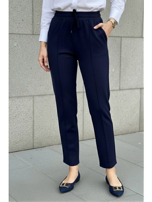 İmaj Butik Lacivert Bel Lastikli Çimalı Modal Pantolon