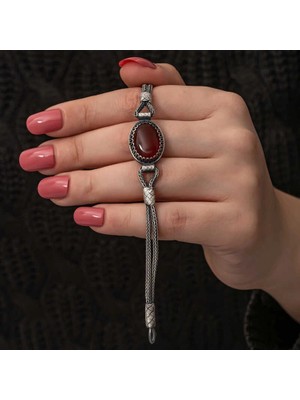 Bazarhane Gümüş Akik Taşlı Kazaziye Bileklik