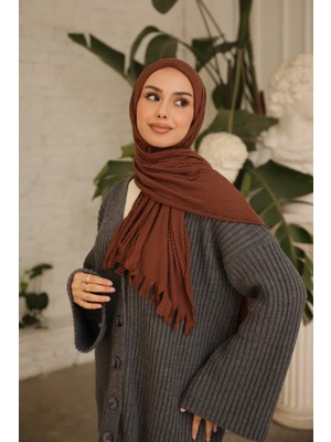 İmaj Butik Kahverengi Helen Önü Süngerli Pratik Piliseli Şal