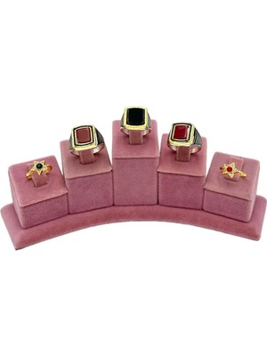 Sezgin Kutu ve Aksesuar 5 Li Grup Yüzük Standı Oval Süet Pembe