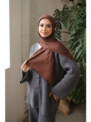 İmaj Butik Acı Kahve Helen Önü Süngerli Pratik Penye Şal