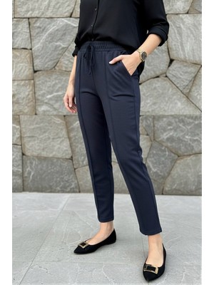 İmaj Butik Antrasit Bel Lastikli Çimalı Modal Pantolon