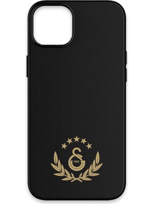 iPhone 15 Uyumlu Galatasaray 5 Yıldız Gold Arma Deri Magsafe Lisanslı Telefon Kılıfı