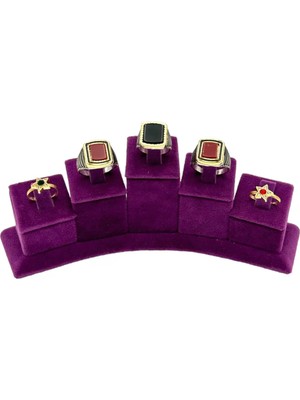 Sezgin Kutu ve Aksesuar 5 Li Grup Yüzük Standı Oval Süet Mor