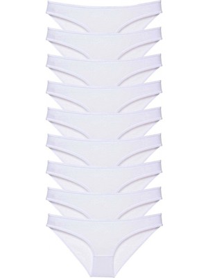 Marsilyan 9 Adet Süper Eko Set Likralı Kadın Slip Külot Beyaz