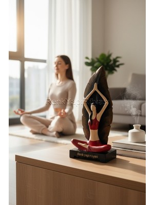 Renk Yapı Rüyası Zen Yükseklik 30CM Genişlik 28CM Yoga -Plates Yapan Kadın Meditasyon Temalı Heykel Figür