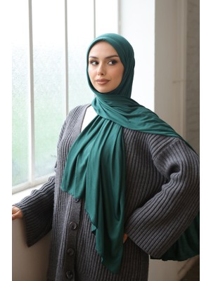 İmaj Butik Koyu Yeşil Helen Önü Süngerli Pratik Penye Şal
