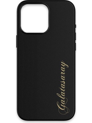 iPhone 16 Pro Uyumlu Galatasaray Gold El Yazı Deri Magsafe Lisanslı Telefon Kılıfı