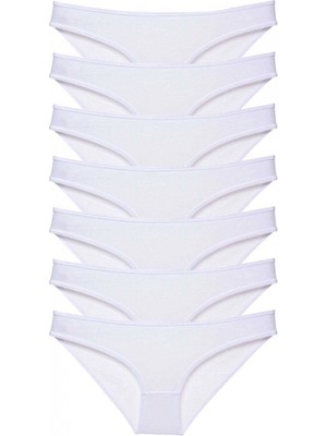 Marsilyan 7 Adet Süper Eko Set Likralı Kadın Slip Külot Beyaz