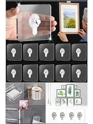 Sween Home 10 Adet Güçlü Yapışkanlı Duvar Vidası Askısı
