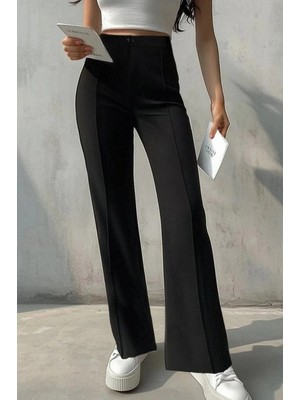 Marsilyan- Kadın Yüksek Bel Nervurlu Ithal Krep Pantolon