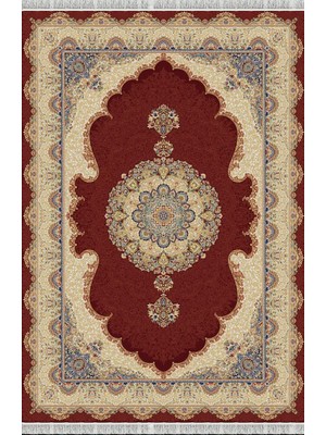 Woolen Halı Wolen Halı Ottoman Yumuşak Viscon Halı 5253 Bordo