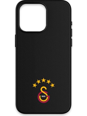 iPhone 15 Pro Max Uyumlu Galatasaray 5 Yıldız Arma Deri Magsafe Lisanslı Telefon Kılıfı