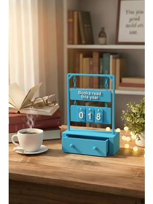 Cosmic Store Kitap Okuma Sayacı Dekoratif Kitaplık Masa Üstü Aksesuar- Kitap Kurdu Motivasyon Hediyelik Dekor