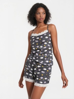 Pemilo Kadın 808 Desenli Şortlu Takım