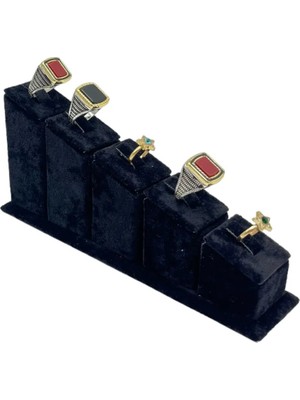 Sezgin Kutu ve Aksesuar 5 Li Grup Yüzük Yatay Süet Siyah