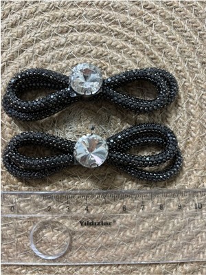 Boncukcu Abla Ayakkabı Taşı-Tokası Fiyonklu Antrasit Renk ( Çift Olarak Gönderilecektir.) Ayakkabı Aksesuarı