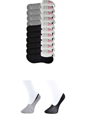 Marsilyan Siyah ve Gri Kadın Babet Çorap 9 Çift