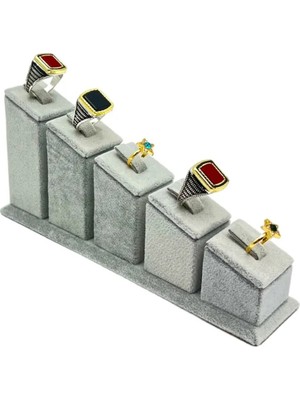 Sezgin Kutu ve Aksesuar 5 Li Grup Yüzük Yatay Süet Gri