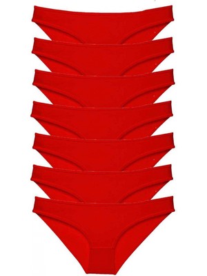 Marsilyan 7 Adet Süper Eko Set Likralı Kadın Slip Külot Kırmızı