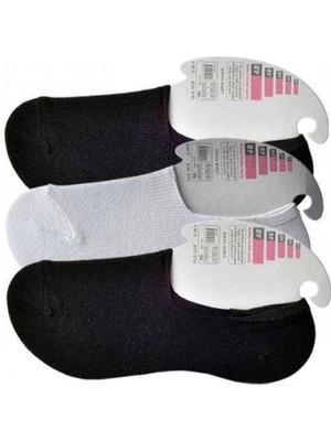 Marsilyan Siyah ve Beyaz Kadın Babet Çorap 3 Çift