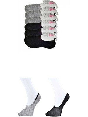 Marsilyan Siyah ve Gri Kadın Babet Çorap 6 Çift