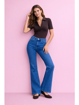 Hakke Paça Kesik Ispanyol Paça Jean Pantolon