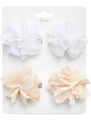 Laria Kız Çocuk Bebek Tüllü Çiçek Sevimli Klips 4'lü Saç Tokası