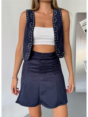 Bejna Kadın Suni Süet Metal Lı Esnek Yelek