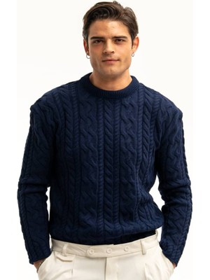 Erkek Örgü Desenli Triko Kazak